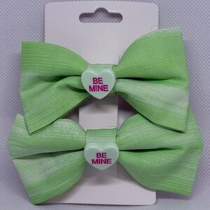 Green Bow Hair Clips for Kids